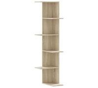vidaXL Étagère d'angle murale chêne sonoma bois d'ingénierie, étagère d'angle, étagère suspendue, étagère murale suspendue, 852629 Marron G