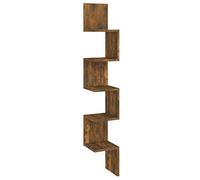 vidaXL Étagère d'angle Murale Flottante Suspendue Meuble de Rangement Chambre à Coucher Salle de Séjour Chêne Fumé 20x20x127,5cm Bois Ingénierie