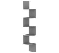 vidaXL Étagère d'angle murale Gris 19x19x123 cm Aggloméré