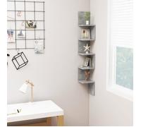 vidaXL Étagère d'angle murale Gris béton 20x20x127,5 cm Aggloméré