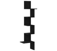 vidaXL Étagère d'angle murale 32×32×127,5 cm Noir Bois d'ingénierie