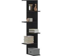 vidaXL Étagère d'angle murale 852628 noir 36,5x36,5x140 cm bois d'ingénierie