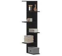 vidaXL Étagère d'angle murale noir 36,5x36,5x140 cm bois d'ingénierie, étagère d'angle, étagère suspendue, étagère murale 852628