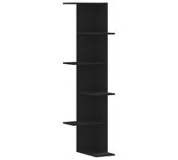 Etagère d'angle murale noir 36,5x36,5x140 cm bois d'ingénierie, étagère d'angle, étagère suspendue, étagère murale 852628