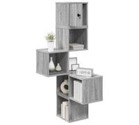 vidaXL Étagère d'angle Murale Sonoma Gris 48 x 48 x 120 cm, Étagères Tendance pour Chambre, Bureau Moderne et Cuisine Pratique, rangements muraux astucieux