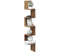 vidaXL Étagère d'angle murale vieux bois 20x20x127,5 cm, étagère murale, étagère suspendue, étagère murale suspendue, 856614