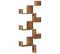 vidaXL Étagère d'angle murale vieux bois 45x45x147cm bois d'ingénierie, étagère d'angle, étagère suspendue, étagère murale 852643