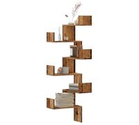 vidaXL Étagère d'angle murale vieux bois 45x45x147cm bois d'ingénierie, étagère d'angle, étagère suspendue, étagère murale 852643