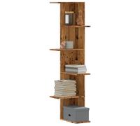 vidaXL Étagère d'angle Murale Vieux Bois Bois d'ingénierie, étagère d'angle, étagère Suspendue, étagère Murale Suspendue, étagère Murale