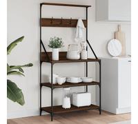 Vidaxl Étagère De Boulangerie Et Crochets 4 Niveaux Bois D'ingénierie Multicolore