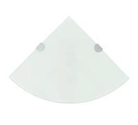 vidaXL Étagère de coin en verre blanc – supports chromés – 35 x 35 cm