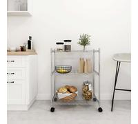vidaXL Étagère de rangement 3 niveaux et roues 60x35x81cm chrome 150kg