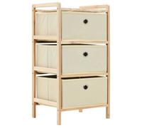 vidaXL Étagère de rangement 3 paniers non tissés Bois de cèdre Beige