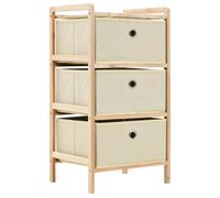 vidaXL Étagère de rangement 3 paniers non tissés bois de cèdre beige
