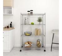 vidaXL Étagère de rangement 4 niveaux et roues 90x35x142 cm chrome