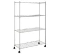 Opbergrek 4-laags met wielen 200 kg 90x35x142 cm chroomkleurig324627