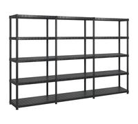 vidaXL Étagère de rangement 5 niveaux Noir 274,5x45,7x185 cm Plastique