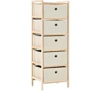 vidaXL Étagère de rangement 5 paniers tissu Bois de cèdre Beige