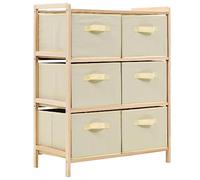 vidaXL Étagère de Rangement 6 Paniers Tissu Bois de Cèdre Beige Bibliothèque
