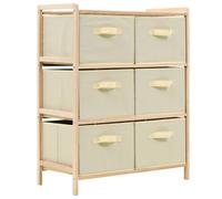 Vidaxl Étagère De Rangement 6 Paniers Tissu Bois De Cèdre Beige Marron