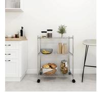 vidaXL Étagère de Rangement à 3 Niveaux avec Roues, Organiseur avec Pieds Réglables, Meuble de Garage Salle de Bain Cuisine, 324625