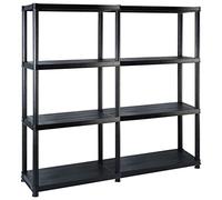 vidaXL étagère de rangement à 4 niveaux Noir 122x30,5x130 cm Plastique