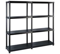 vidaXL étagère de rangement à 4 niveaux Noir 122x30,5x130 cm Plastique
