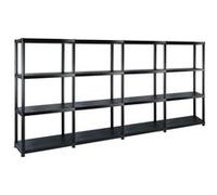 Etagère de rangement à 4 niveaux Noir 244x30,5x130 cm Plastique3059859