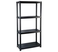 vidaXL Étagère de Rangement à 4 Niveaux Noir 61x30,5x130 cm Plastique