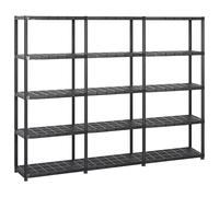 vidaXL Etagère de Rangement à 5 Niveaux Etagère de Stockage Présentoir de Décoration Plantes Bibliothèque Noir 213x38x170 cm Plastique