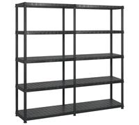 vidaXL Etagère de Rangement à 5 Niveaux Etagère de Stockage Présentoir de Décoration Plantes Bibliothèque Noir 183x45,7x185 cm Plastique