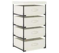 vidaXL Étagère de rangement 322624 – 4 paniers en tissu, structure en acier – Crème