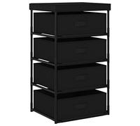 vidaXL Etagère de Rangement avec 4 Paniers en Tissu Armoire Latérale Organisateur de Stockage Meuble de Rangement Maison Intérieur Acier Noir
