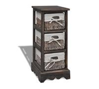 vidaXL Étagère de rangement Bois Marron 3 paniers en tissage Brun G