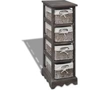 vidaXL Étagère à paniers en bois avec 4 paniers Marron