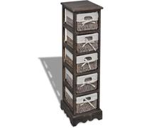 vidaXL Étagère de rangement Bois Marron 5 paniers en tissage