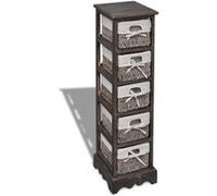 vidaXL Étagère de rangement Bois Marron 5 paniers en tissage Brun G