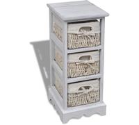 vidaXL Étagère de rangement en bois 3 paniers en tissage Blanc