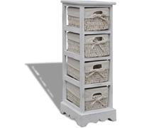 vidaXL Étagère de rangement en bois – 4 paniers en tissage – Blanc