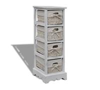 vidaXL Étagère de rangement en bois – 4 paniers en tissage – Blanc