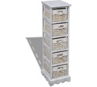 vidaXL Étagère de rangement en bois 5 paniers en tissage Blanc