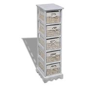 vidaXL Étagère de rangement en bois avec 5 paniers en tissage Blanc