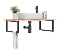 Vidaxl Étagère De Vasque Murale Acier Et Bois De Chêne Massif Multicolore