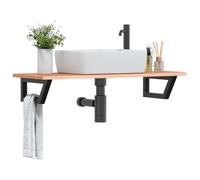 Vidaxl Étagère De Vasque Murale Acier Et Bois De Chêne Massif Multicolore