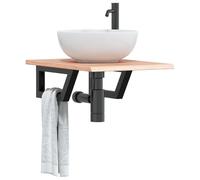 Vidaxl Étagère De Vasque Murale Acier Et Bois De Chêne Massif Multicolore
