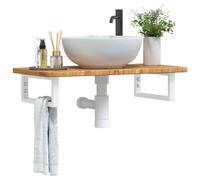 Vidaxl Étagère De Vasque Murale Acier Et Bois De Chêne Massif Multicolore
