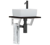 Vidaxl Étagère De Vasque Murale Acier Et Bois De Chêne Massif Multicolore