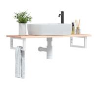 Vidaxl Étagère De Vasque Murale Acier Et Bois De Chêne Massif Multicolore