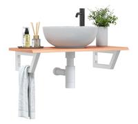 Vidaxl Étagère De Vasque Murale Acier Et Bois De Chêne Massif Multicolore