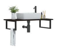 Vidaxl Étagère De Vasque Murale Acier Et Bois De Chêne Massif Multicolore